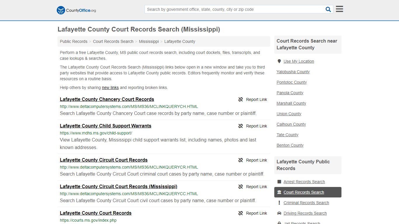 Lafayette County Court Records Search (Mississippi)